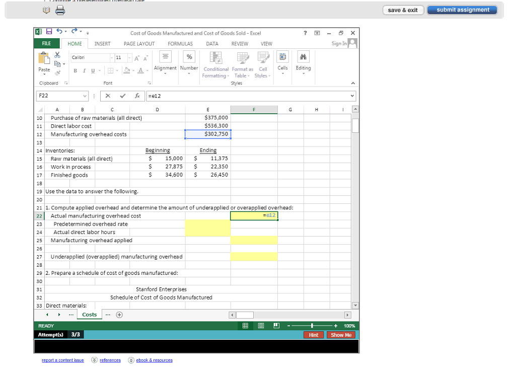 Excel Simulation example