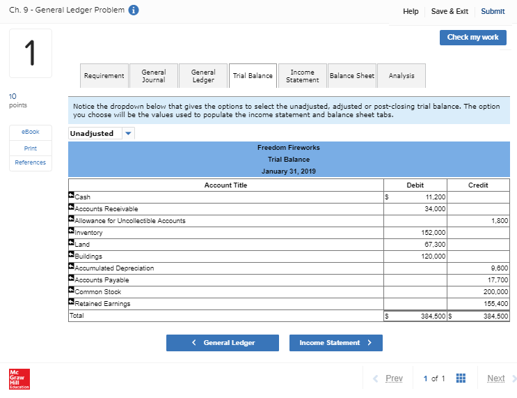 General ledger question example